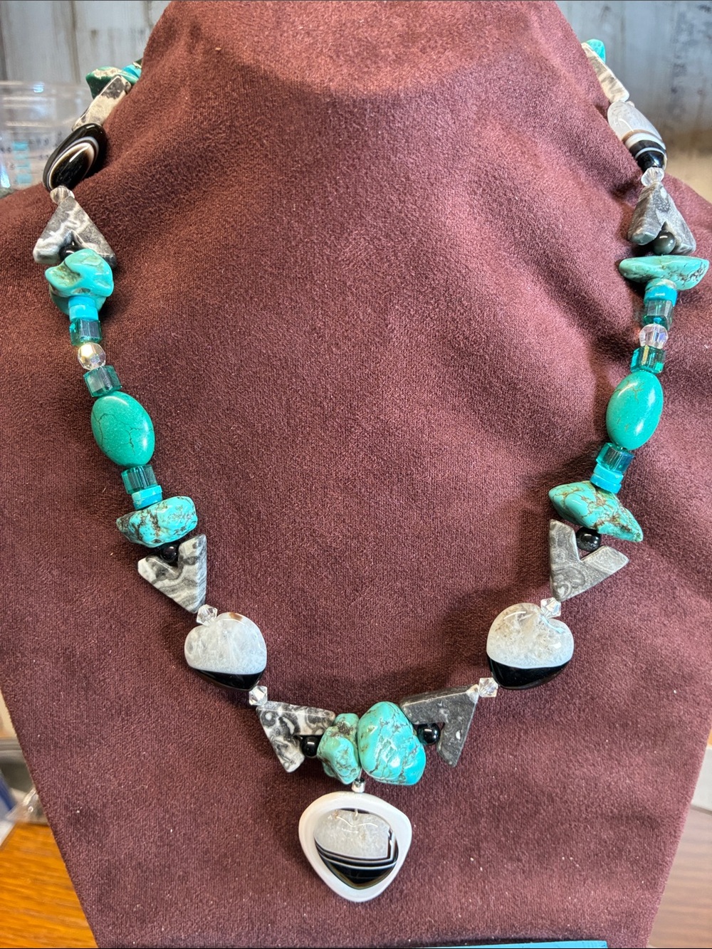 Turquoise and Black Statement Necklace - Women Jewelry